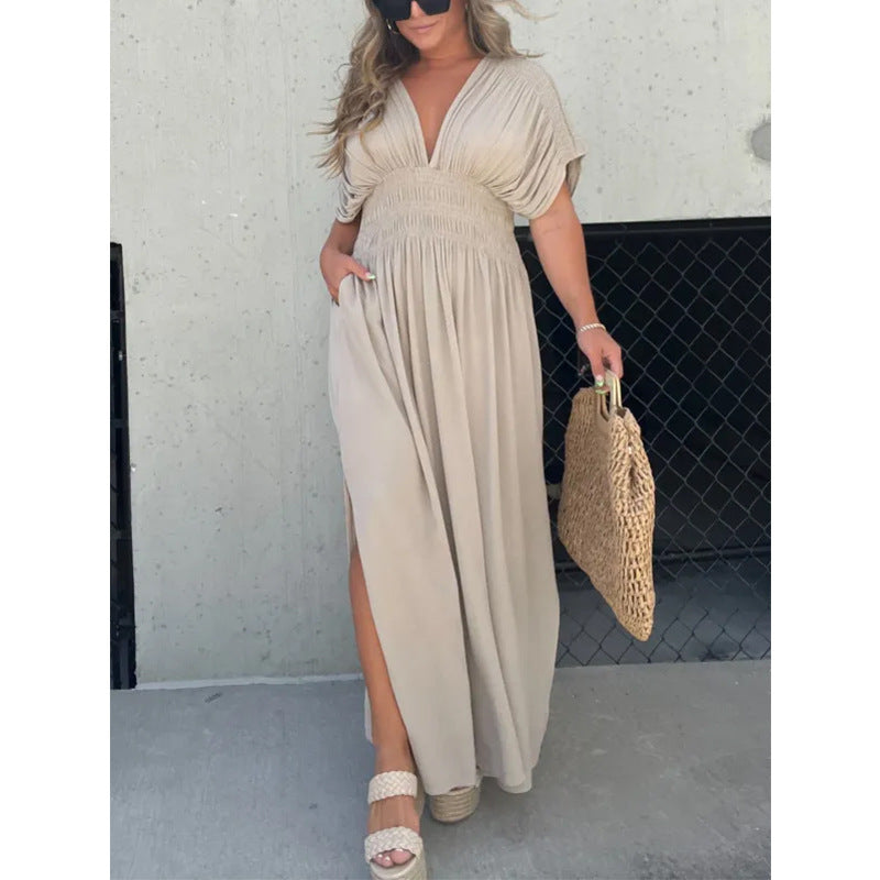 V-Neck Dolman-Sleeve Dress